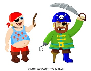 funny cartoon pirates - vector illustration