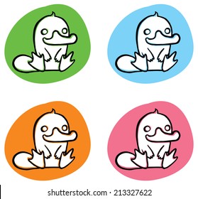 Funny cartoon platypus on colorful back - You can design cards, part of logo, mascot, corporate character and so on. Lively animal character.