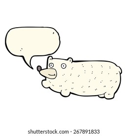 funny cartoon polar bear with speech bubble