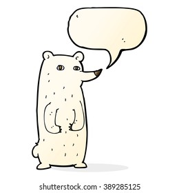 funny cartoon polar bear with speech bubble