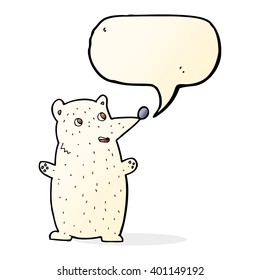 oso polar de caricatura divertida con burbuja de habla