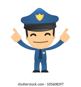 funny cartoon policeman in various poses for use in advertising, presentations, brochures, blogs, documents and forms, etc.