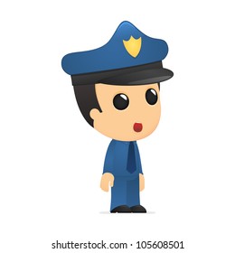 funny cartoon policeman in various poses for use in advertising, presentations, brochures, blogs, documents and forms, etc.
