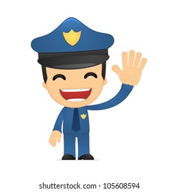 funny cartoon policeman in various poses for use in advertising, presentations, brochures, blogs, documents and forms, etc.