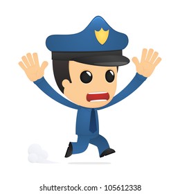 funny cartoon policeman in various poses for use in advertising, presentations, brochures, blogs, documents and forms, etc.