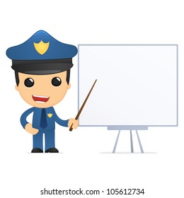funny cartoon policeman in various poses for use in advertising, presentations, brochures, blogs, documents and forms, etc.