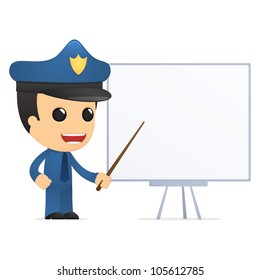 funny cartoon policeman in various poses for use in advertising, presentations, brochures, blogs, documents and forms, etc.