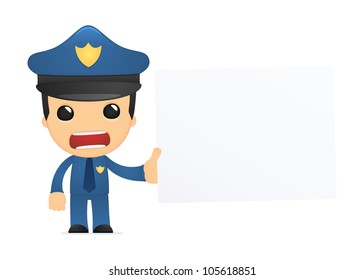 funny cartoon policeman in various poses for use in advertising, presentations, brochures, blogs, documents and forms, etc.