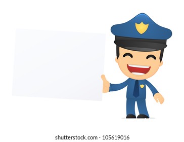 funny cartoon policeman in various poses for use in advertising, presentations, brochures, blogs, documents and forms, etc.
