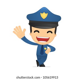 Funny Cartoon Policeman Various Poses Use Stock Vector (Royalty Free ...