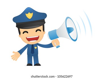 funny cartoon policeman in various poses for use in advertising, presentations, brochures, blogs, documents and forms, etc.