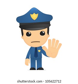 funny cartoon policeman in various poses for use in advertising, presentations, brochures, blogs, documents and forms, etc.