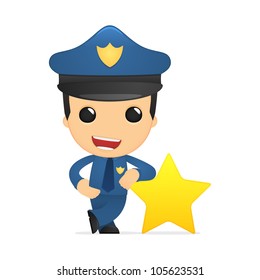 funny cartoon policeman in various poses for use in advertising, presentations, brochures, blogs, documents and forms, etc.