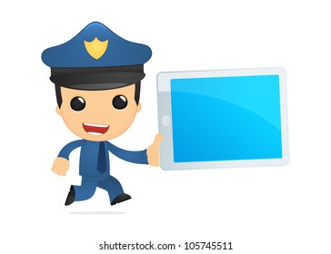 funny cartoon policeman in various poses for use in advertising, presentations, brochures, blogs, documents and forms, etc.