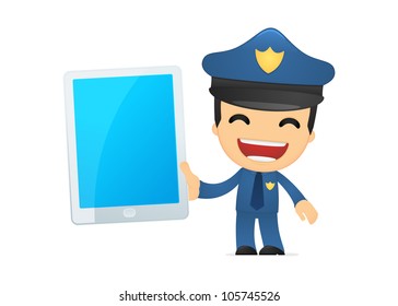 funny cartoon policeman in various poses for use in advertising, presentations, brochures, blogs, documents and forms, etc.