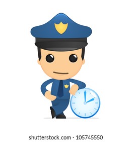 funny cartoon policeman in various poses for use in advertising, presentations, brochures, blogs, documents and forms, etc.