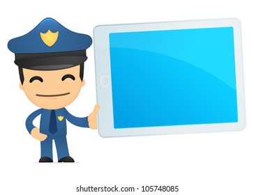 funny cartoon policeman in various poses for use in advertising, presentations, brochures, blogs, documents and forms, etc.