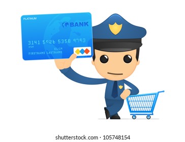 funny cartoon policeman in various poses for use in advertising, presentations, brochures, blogs, documents and forms, etc.