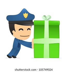 funny cartoon policeman in various poses for use in advertising, presentations, brochures, blogs, documents and forms, etc.