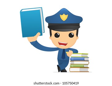 funny cartoon policeman in various poses for use in advertising, presentations, brochures, blogs, documents and forms, etc.