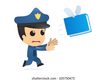 funny cartoon policeman in various poses for use in advertising, presentations, brochures, blogs, documents and forms, etc.