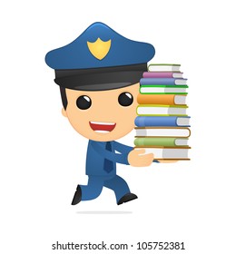 funny cartoon policeman in various poses for use in advertising, presentations, brochures, blogs, documents and forms, etc.