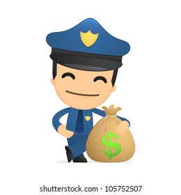 funny cartoon policeman in various poses for use in advertising, presentations, brochures, blogs, documents and forms, etc.