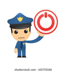 funny cartoon policeman in various poses for use in advertising, presentations, brochures, blogs, documents and forms, etc.