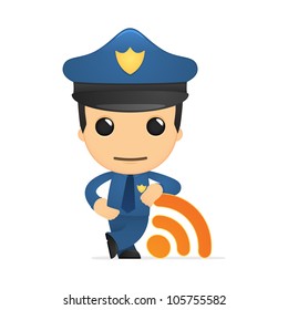 funny cartoon policeman in various poses for use in advertising, presentations, brochures, blogs, documents and forms, etc.