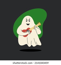 Funny cartoon poltergeist. Cute ghost floating in the air. Isolated fashion vector illustration.