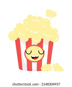 Funny Cartoon popcorn. Fast Food icon. Vector illustration