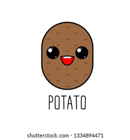 Funny cartoon potato character in kawaii style