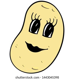 Funny cartoon potato isolated on a white background. Vector illustration