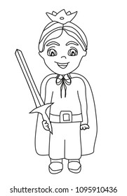 Funny cartoon prince on white background