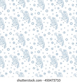 Funny cartoon princess  vector seamless pattern