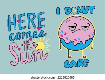 Funny Cartoon Print design.  Editable colors and vector curves.  For your t-shirts, stickers or cover designs. Hope you like it. 