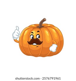 Funny Cartoon Pumpkin Character with Thumbs up.