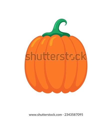 Funny cartoon pumpkin. Cute vegetable. Vector food illustration isolated on white background.