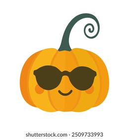 Funny cartoon pumpkin. Vector flat illustration isolated on white background.