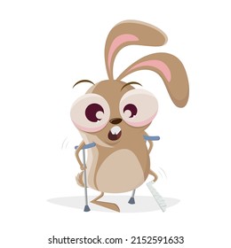 lustiges Cartoon-Kaninchen mit gebrochenem Bein