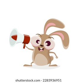 funny cartoon rabbit with megaphone