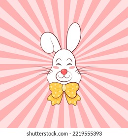 Funny Cartoon Rabbit on Pop Art background