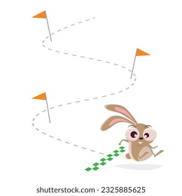 funny cartoon rabbit reaching the goal