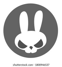 Funny cartoon rabbit skull flat vector illustration