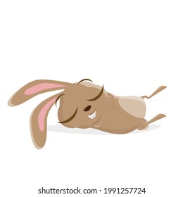 funny cartoon rabbit is sleeping