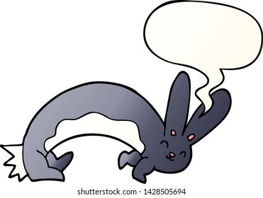funny cartoon rabbit with speech bubble in smooth gradient style