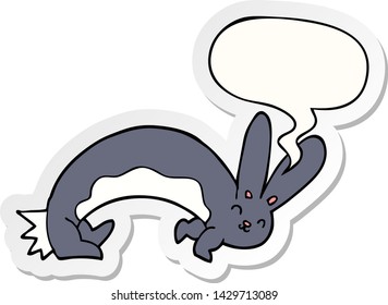 funny cartoon rabbit with speech bubble sticker