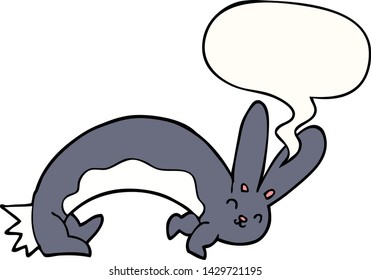 conejo de caricatura divertido con burbuja de habla