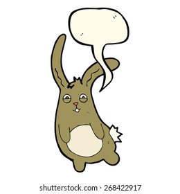 funny cartoon rabbit with speech bubble
