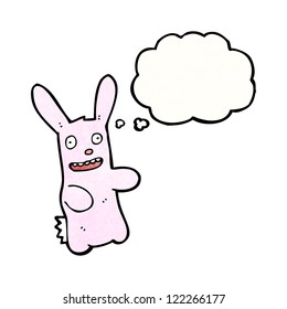 funny cartoon rabbit with thought bubble
